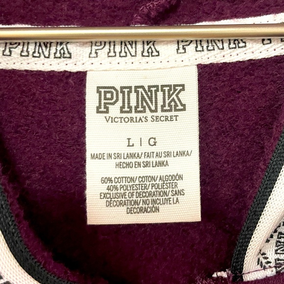 VS Pink Maroon Black And White Zip Up Hooded Jacket Sz L - Picture 3 of 6